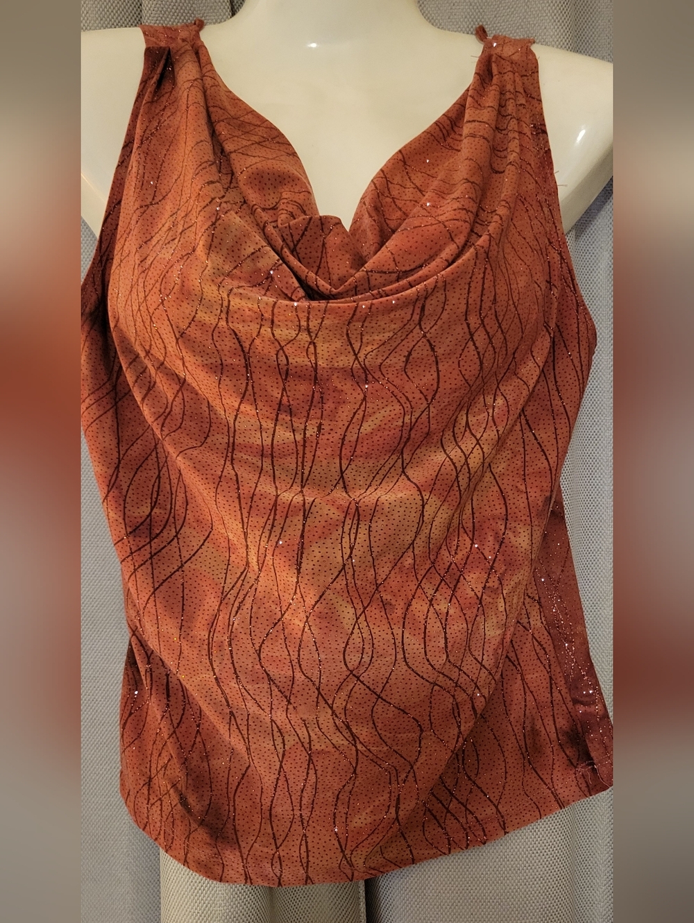 Forever 21 Rust Orange Cowl Neck Blouse